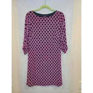 Laundry by Shelli Segal Geometric Shirt Dress Medium Navy And Pink Corpcore Mode